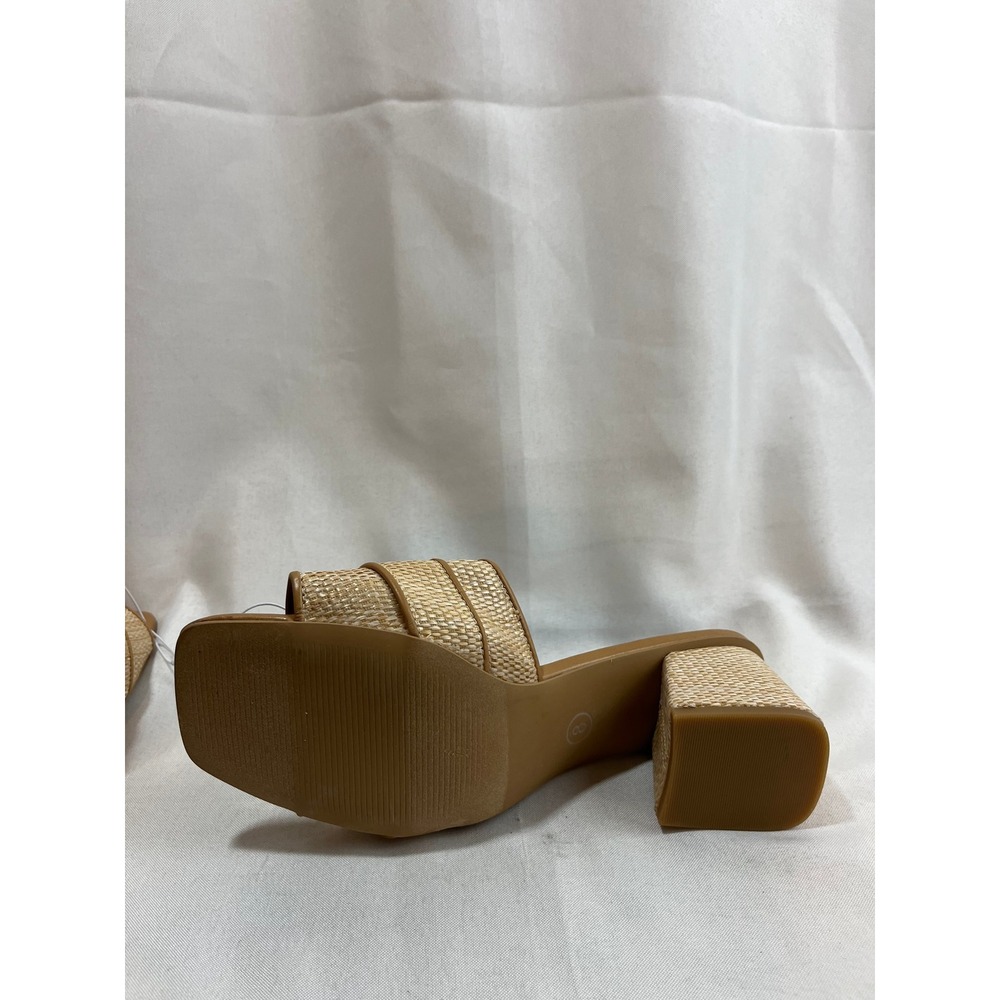 A New Day Womens Woven Block Heel Slide Sandals Rhinestone Buckle Tan Size 8 - Picture 5 of 6